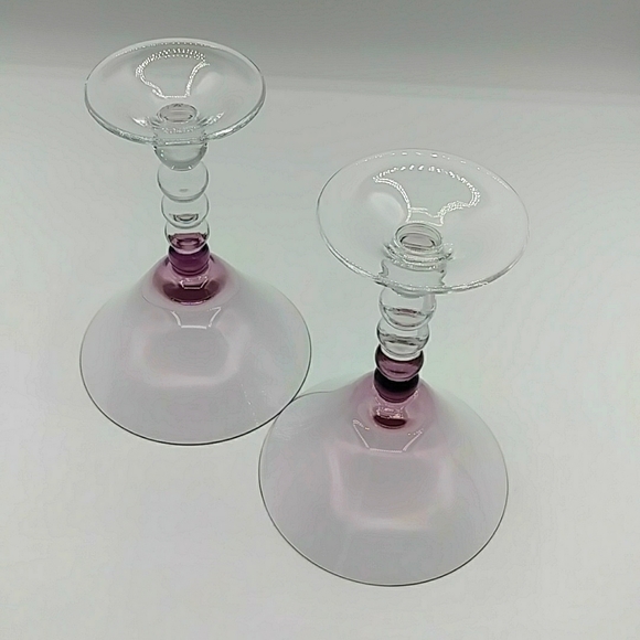 🍇HP! 2 Purple Martini Glasses with beaded stems. - Picture 3 of 8
